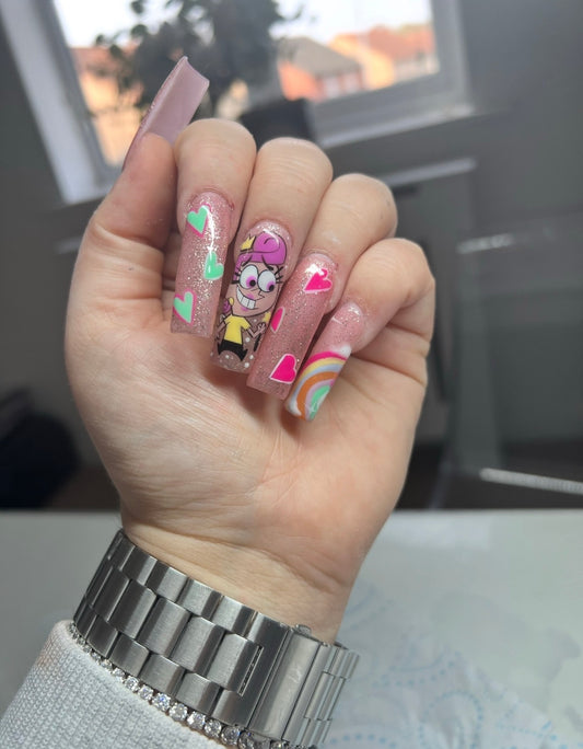Full Set Acrylic Nails with Gel Polish Design