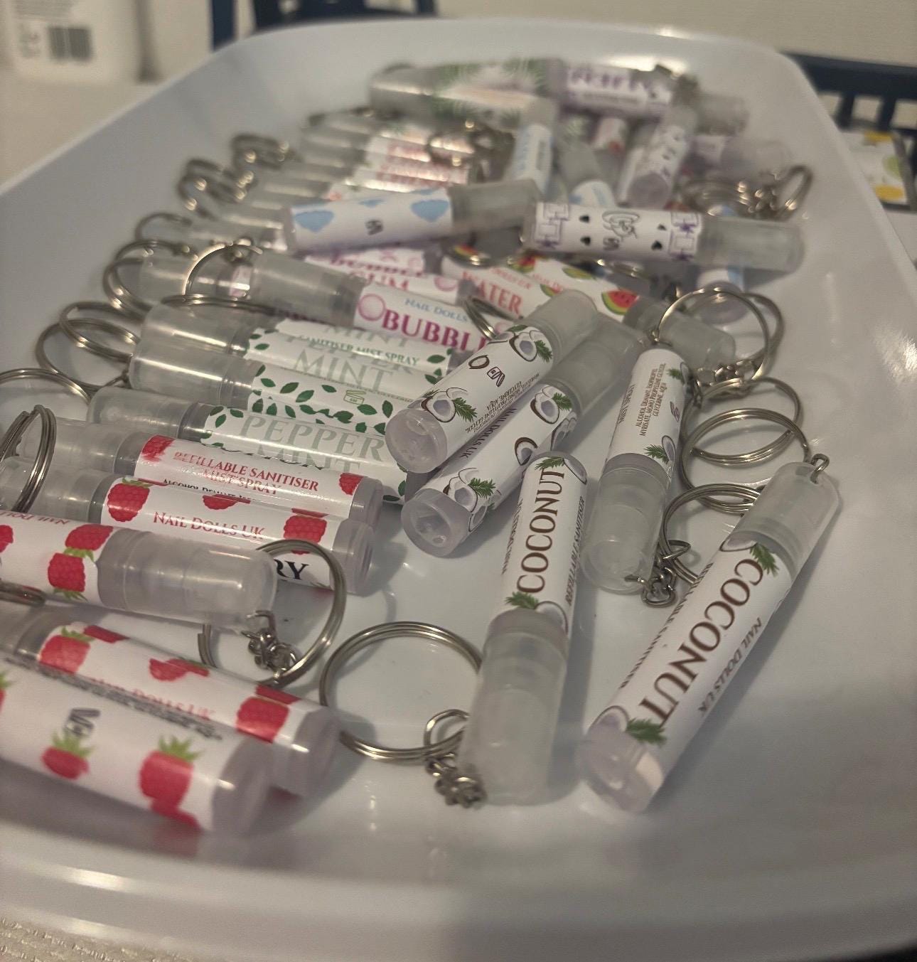 Mini Keychain Sanitiser Spray | 5ml Scented Hand Sanitiser | Travel Size | Nail Tech & Handbag Essential
