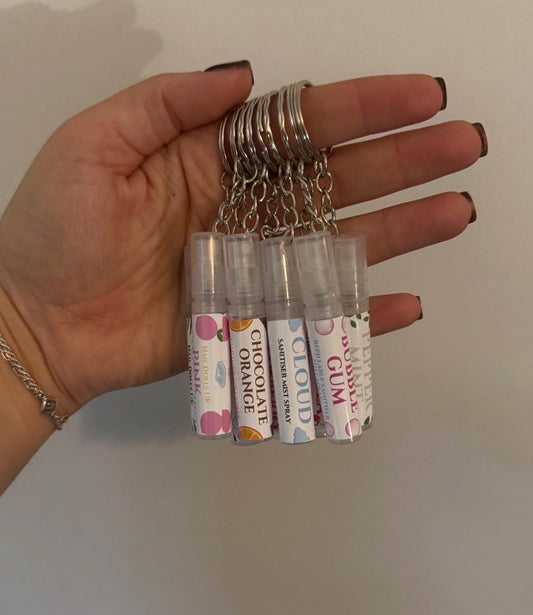Mini Keychain Sanitiser Spray | 5ml Scented Hand Sanitiser | Travel Size | Nail Tech & Handbag Essential