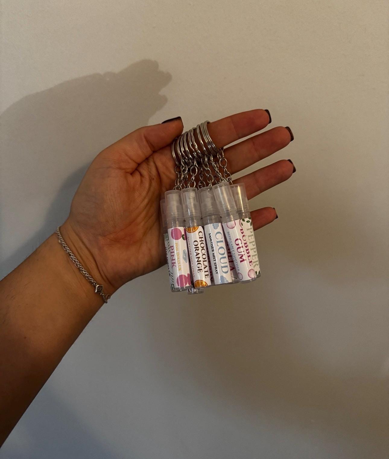 Mini Keychain Sanitiser Spray | 5ml Scented Hand Sanitiser | Travel Size | Nail Tech & Handbag Essential