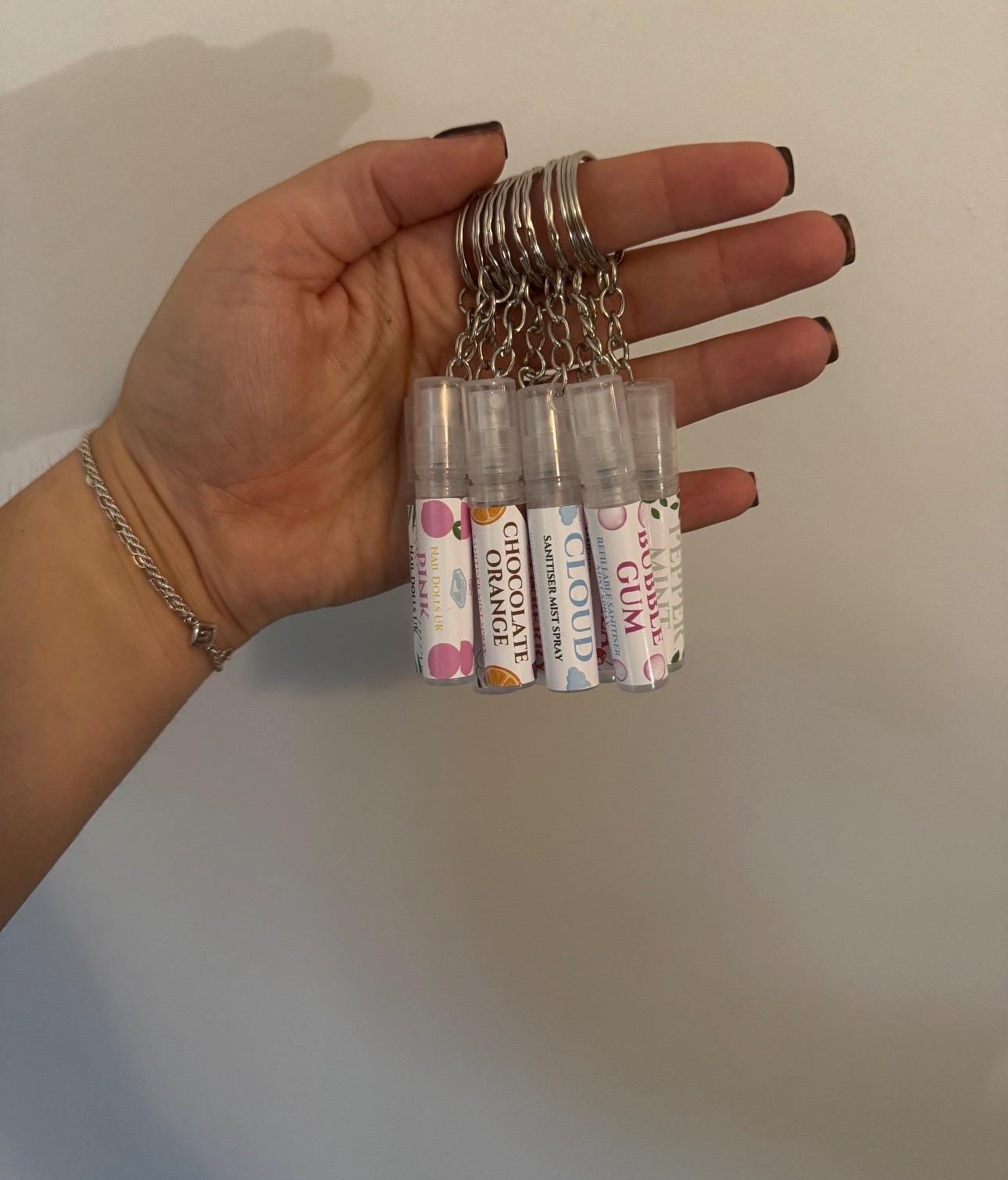 Mini Keychain Sanitiser Spray | 5ml Scented Hand Sanitiser | Travel Size | Nail Tech & Handbag Essential